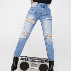 NWOT Nasty Gal Distressed Ripped Boyfriend Jeans